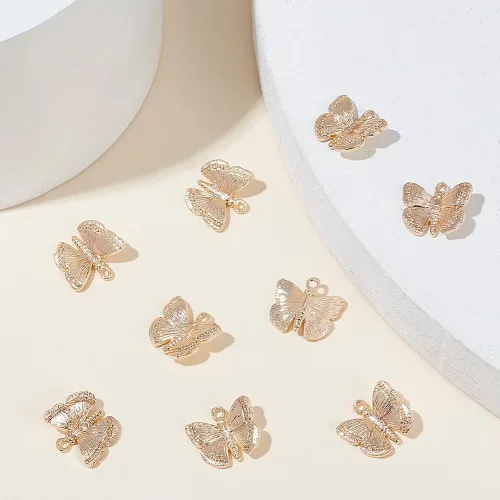 Miniatura 4 de BENECREAT Colgantes de latón chapado en oro de 18 quilates para collar y aretes, Latón, Latón Mariposa