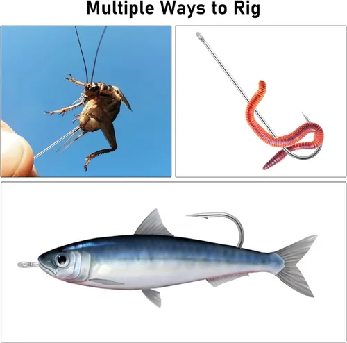 Miniatura 8 de Dr.Fish Paquete de 100 anzuelos Aberdeen para pesca de agua dulce, vástago extra largo alambre ligero, Crappie/Bass/Bream/Bluegill/Pesca de Panfish