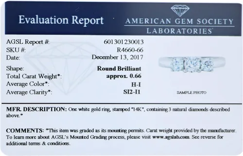 Miniatura 2 de Vir Jewels Anillo de compromiso de diamantes de 23 quilates certificado 3 piedras de oro blanco de 14 quilates SI2-I1