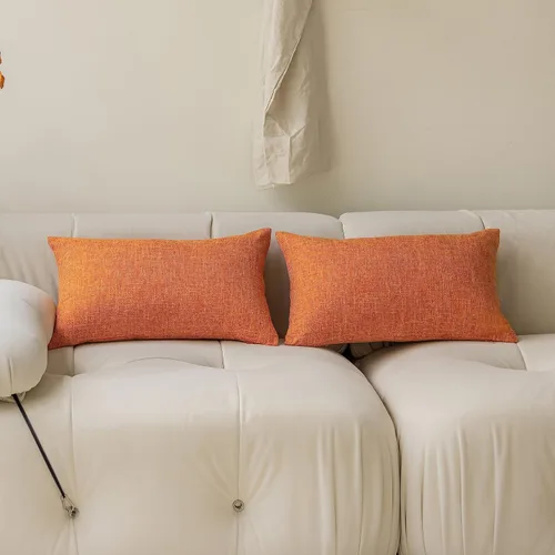 Miniatura 35 de Fundas de almohada decorativas Demetex grises 18x18, fundas de almohada cuadradas de lino para sofá, fundas de almohada estilo granja para cama