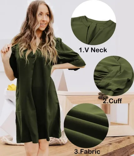 Miniatura 5 de ANFTFH Vestidos largos para mujer, vestidos casuales sin mangas con cuello en V para mujer