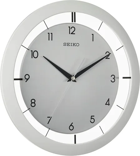 Seiko QXA520WLH Reloj de pared de metal sin tictac, blanco, 11 pulgadas Plata
