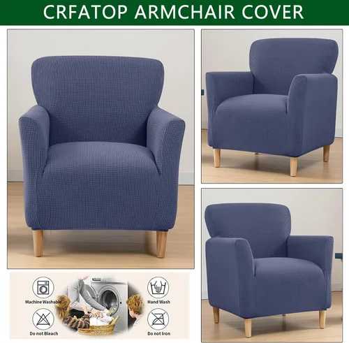 Miniatura 3 de CRFATOP - Funda elástica para sillón de mediados de siglo moderno de 1 pieza, fundas de silla de acento de jacquard con brazos, fundas de silla