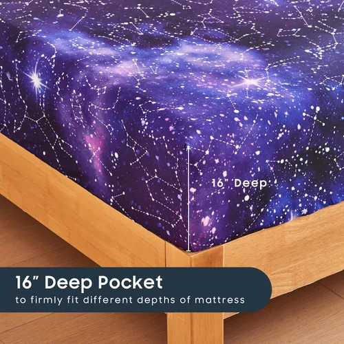 Miniatura 5 de Wake In Cloud - Juego de sábanas Constellation, juego de 4 piezas, espacio celestial, brujería estelar, galaxia, astrología, ropa de cama