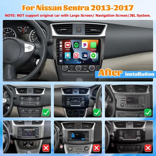 Miniatura 2 de [DSP y EQ] Radio de coche 2G+64G para Nissan Sentra 2013-2017 Carplay inalámbrico Android Auto, pantalla táctil de 10.1 pulgadas, estéreo de coche