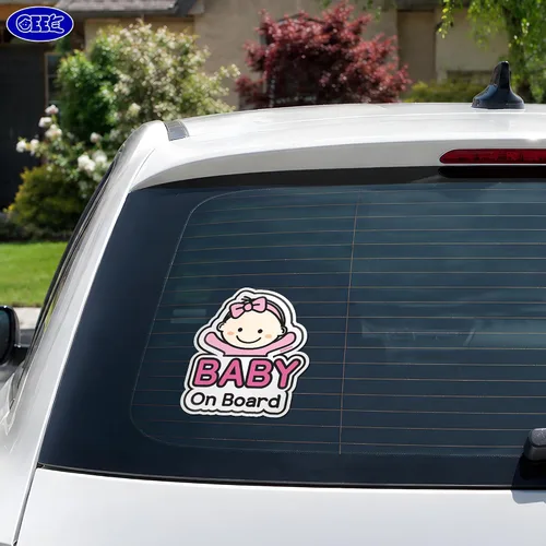 Miniatura 3 de GEEKBEAR Baby on Board Car Sticker - Diseño de personajes, reflectante, resistente a la intemperie (02. Basic Girl)