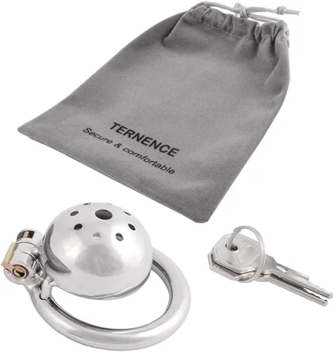 Miniatura 7 de Dispositivo de Castidad de Metal TERNENCE para Hombres, Cinturón de Castidad Cómodo con Bloqueo de Virginidad y Jaula Pequeña C240