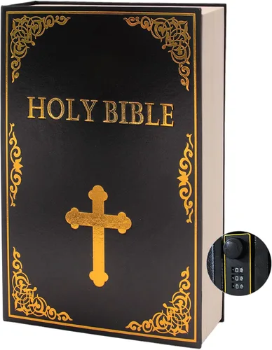 Miniatura 7 de Caja Fuerte de Libro de Cuero (Tamaño 8.7"×6"×2") Secreto de Papel Real para Joyas, Dinero y Efectivo, Caja Fuerte de Libro de Distracción, Hueca