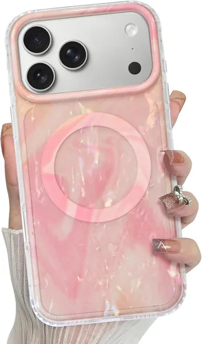 Miniatura 37 de Bonoma Funda magnética para iPhone 13 【Soporte para Magsafe】Protector de cámara de lujo de cristal fluorescente iridiscente con láser brillante + 2