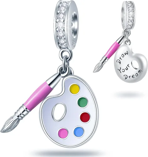 Miniatura 7 de Dijes de plata de ley 925 para el día de la madre, artista, autismo, madre e hija y pie de bebé, corona de mamá y cuentas de nana, se adapta a