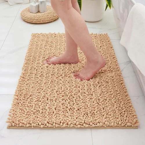 Miniatura 8 de Disolla Alfombra de baño pequeña, antideslizante, lavable, color beige, 17 x 24 pulgadas, súper absorbente, suave, alfombra de baño de felpilla