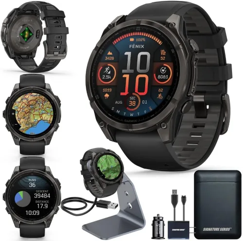 Miniatura 14 de Garmin Fenix 8 Premium - Reloj inteligente multideporte GPS para correr, 43 mm AMOLED, clasificado para buceo, linterna incorporada Titanio DLC