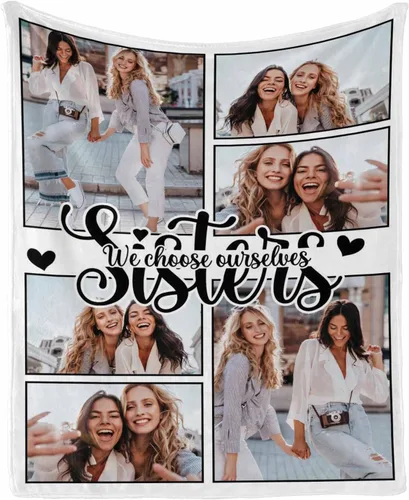Miniatura 33 de Regalos de cumpleaños para mujeres, manta de amistad personalizada con tus fotos, manta personalizada con mis propias imágenes para hermanas