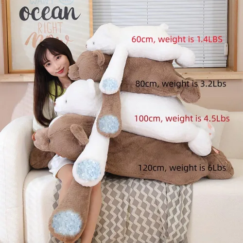 Miniatura 6 de SNOWOLF Animales de peluche de oso con peso, Almohada de peluche de oso marrón de 23.6", Juguetes de peluche súper lindos kawaii, Regalos