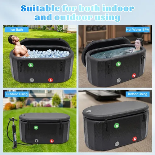 Miniatura 6 de Bañera de inmersión fría inflable, compatible con enfriador de agua, portátil de gran capacidad de 275 litros, bañera de inmersión fría con tapa