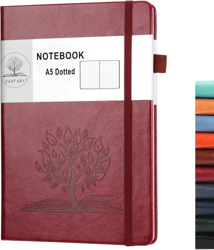Miniatura 30 de Daofary Cuaderno A5 con rayas de cuero, 160 páginas, diario de 100gsm de papel grueso, tapa dura, con bolsillo, para trabajo, hombres y mujeres, 8.4