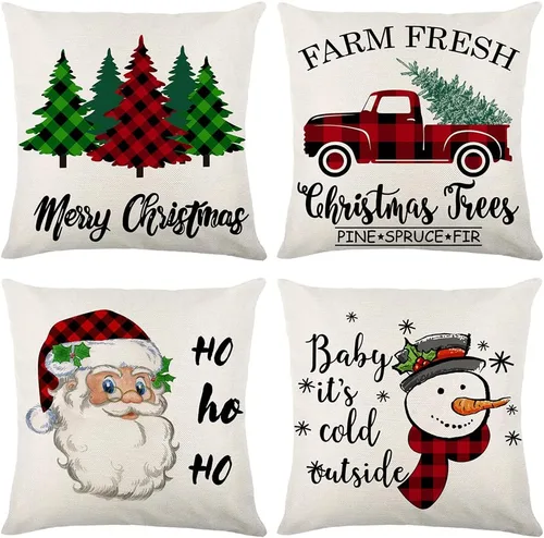 Miniatura 9 de OTOSTAR Juego de 4 fundas de almohada doradas de Navidad de 18 x 18 pulgadas para decoraciones de Navidad, alce negro y dorado, para árbol de Negro