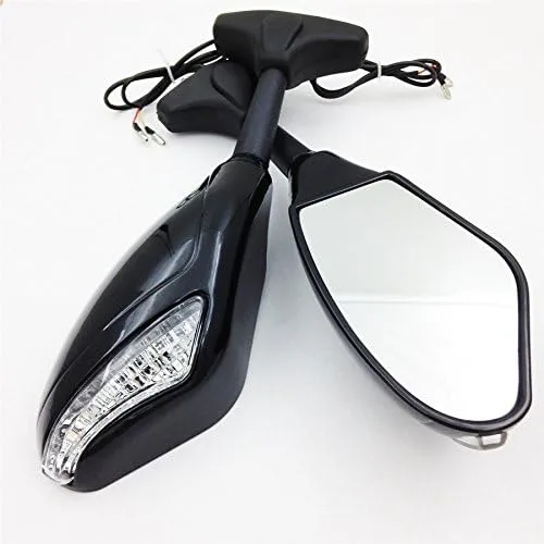 Miniatura 5 de HK - Espejos laterales LED integrados color negro brillante compatibles con Suzuki GSXR 600/750 GSXR 1000 1100 Hayabusa GSF 600S 1200 1200S BANDIT