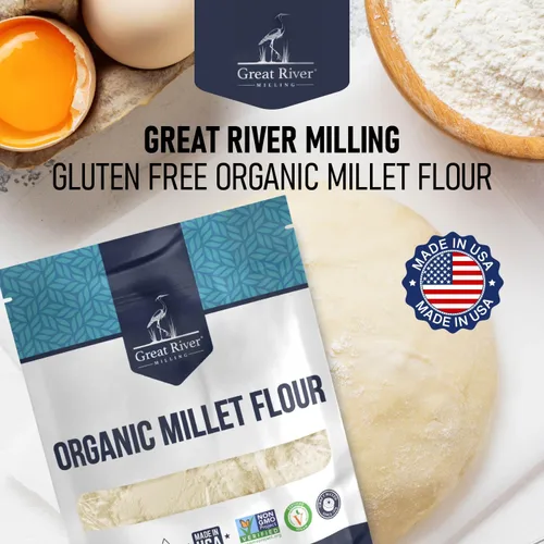 Miniatura 8 de Great River Milling Harina de mijo orgánica USDA orgánica, naturalmente sin gluten, sin OMG, vegana, kosher Sabor suave a nuez para hornear