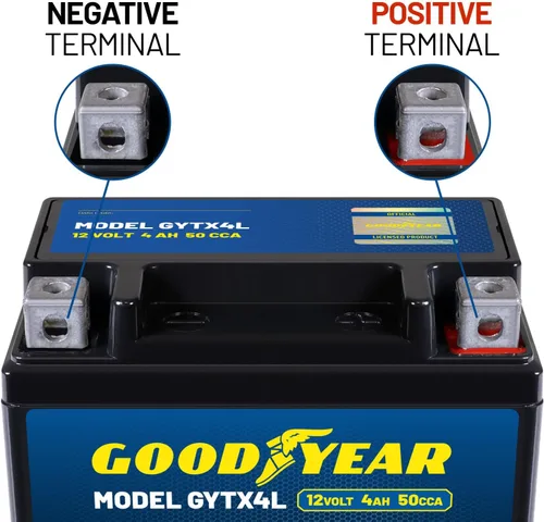 Miniatura 4 de Goodyear GYTX4L - Batería AGM de 12 voltios 4 AH, 50 CCA, recargable de alto rendimiento, sin mantenimiento, SLA - AGM para motocicleta, ATV, UTV, 4