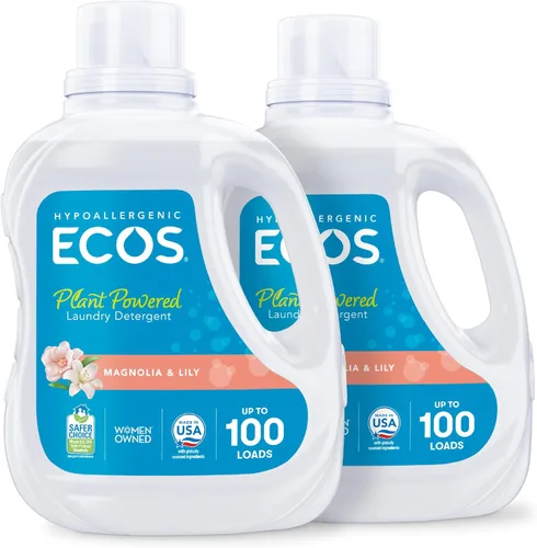 Miniatura 13 de ECOS Detergente líquido hipoalergénico Detergente de la lavandería Cargas no tóxicas, lemongrass, 100 fl oz (paquete de 2)