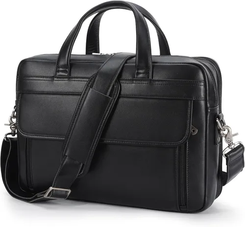 Masa Kawa Maletín de Cuero para Hombre de 15.6", 17" para Computadora Portátil, Bolso de Negocios, Viaje, Trabajo, Mensajero, Bandolera, Bolso de