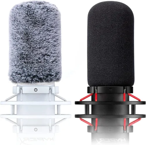 Pantalla antiviento de micrófono Filtro Pop Compatible con HyperX QuadCast - Cubierta de espuma para micrófono con pantalla antiviento peluda para