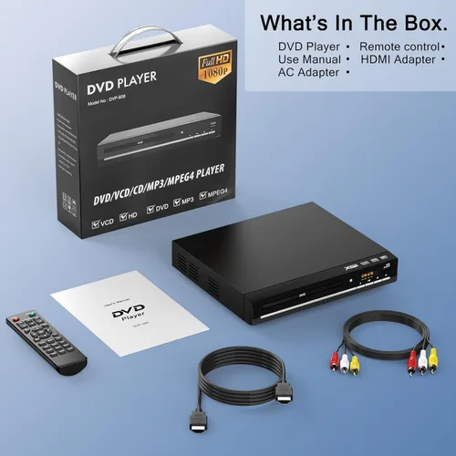 Miniatura 6 de Reproductores de DVD para TV con HDMI, Reproduce Todas las Regiones y Formatos, Reproductor de CD para el Hogar, Soporta Vídeo