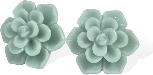 Aretes de suculentas hechos a mano de 13 mm, hipoalergénicos, con poste de plata de ley 925, aretes de cerámica blanda con resina para mujer, para