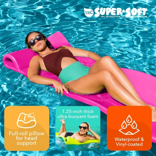 Miniatura 5 de TRC Recreation Foam Swimming Pool Float, Floating Water Lounger, Splash 1.25” rosa (Flamingo Pink)
