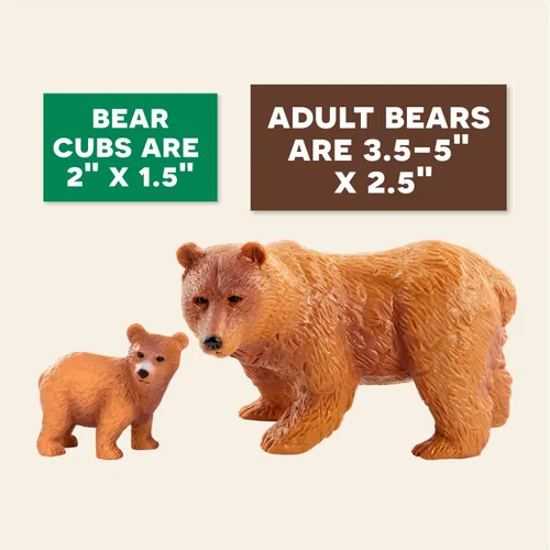 Miniatura 8 de Terra by Battat Conjunto familiar realista de oso pardo - 4 figuras de animales de plástico para niños, animales educativos de zoológico y juguetes