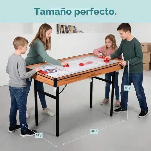 Miniatura 5 de SereneLife Mesa de juegos múltiples 4 en 1, juegos de arcade deportivos portátiles plegables de 4'x2' con accesorios, ping pong, air hockey, pool