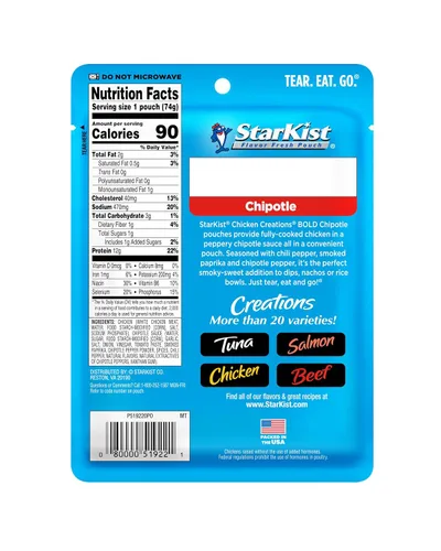 Miniatura 90 de StarKist Chicken Creations BOLD - Bolsa estilo búfalo (5 onzas, 12 unidades) Carne blanca totalmente cocida con alto contenido de proteínas, sin