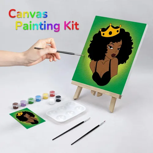 Miniatura 2 de VOCHIC Kit de pintura de lienzo predibujado para pintura para adultos, kits de fiesta de pintura y sorbo, suministros de fiesta, lienzo de 8 x 10