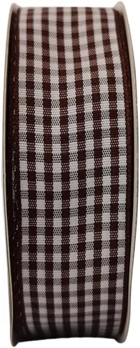 Miniatura 4 de Cinta de cuadros a cuadros vichy marrón 25 yardas cada rollo 100% poliéster (1 pulgada, marrón)
