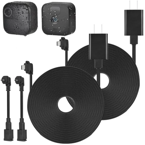 Paquete de 2 cables de alimentación de 16.4 pies con adaptador para Blink Outdoor 4 (4.ª generación), Blink exteriores/interiores (3ª generación) y