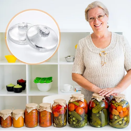 Miniatura 4 de Tioncy Paquete de 4 pesos de fermentación de vidrio pesado (más de 3.86 pulgadas) con mango ranurado para tarros de masón grandes de boca ancha