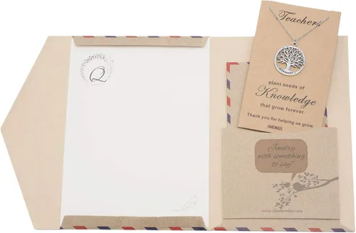 Miniatura 6 de Quan Jewelry, el regalo perfecto para el día del maestro, collar árbol de vida, con tarjeta de agradecimiento, 16 pulgadas a 18 pulgadas