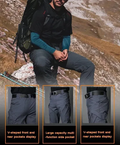Miniatura 2 de BIYLACLESEN Pantalones militares Ripstop para hombre, con múltiples bolsillos, ligeros, de secado rápido, para senderismo, campamento