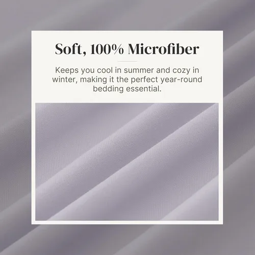 Miniatura 5 de Modern Threads Sábanas de microfibra suave, incluye sábana encimera, sábana bajera con bolsillos profundos y fundas de almohada, color liso, mármol