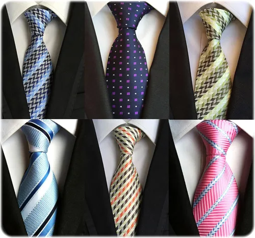 Miniatura 88 de WeiShang Lote de 6 corbatas clásicas de seda para hombre, corbatas tejidas jacquard