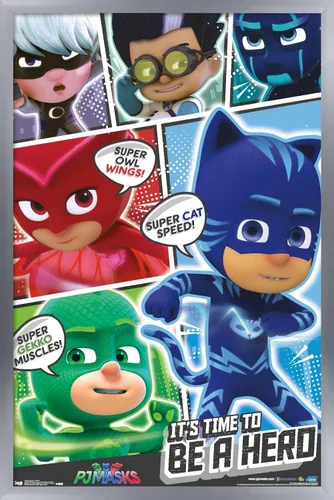 Miniatura 10 de Trends International PJ Masks - Póster de pared, 14.725 x 22.375 pulgadas, versión enmarcada de madera de granero