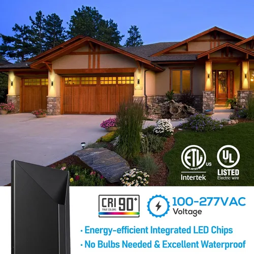 Miniatura 9 de LEONLITE Lámpara de pared LED regulable 5CCT arriba-abajo, 100-277V, CRI 90+, IP65 impermeable, regulable del 10% al 100% para exteriores