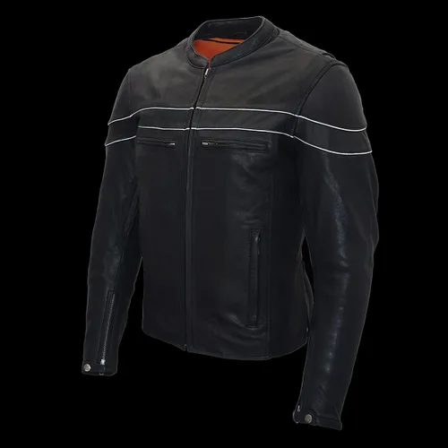 Miniatura 6 de Milwaukee Leather MLM1525 - Chaqueta MC ligera de cuero negro 'Crossover' para hombre