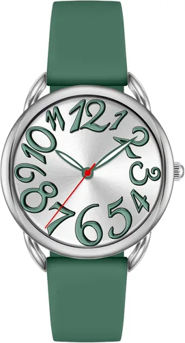 Miniatura 10 de Bisley Reloj para mujer de cara grande, colorido número arábigo, fácil de leer, correa de silicona suave