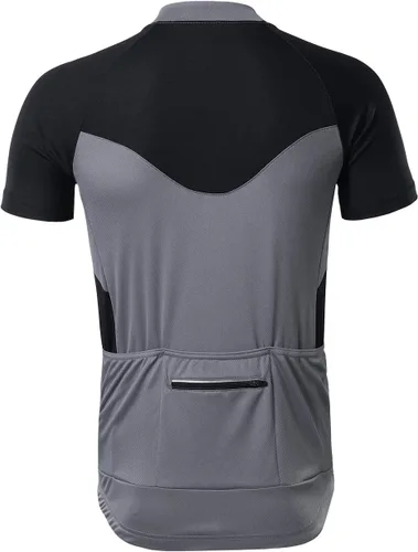 Miniatura 3 de ARSUXEO Camiseta de ciclismo de manga corta para hombre, camiseta de ciclismo MTB con bolsillo con cremallera 655