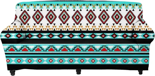 Miniatura 23 de Forchrinse Funda de sofá con estampado navajo africano para sofá de 1 cojín, funda elástica para sofá, protector de muebles para casa rural, hogar