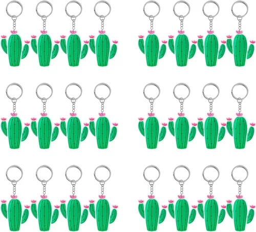 Paquete de 24 llaveros de cactus para fiesta de Acción de Gracias, baby shower, cumpleaños, boda, bolsas de regalos, relleno de calcetines