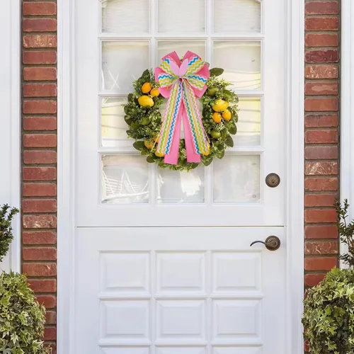 Miniatura 7 de Meseey Arco grande de arpillera de Pascua, coronas de 20 x 10 pulgadas, lazos de conejo de primavera para envolver regalos, decoración del árbol