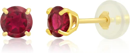 14k Gold Round Stud Earrings for Women Small 4mm Birthstone Earrings Real Gold Gemstone Earrings for Women Gemstone Stud Earrings for Women by